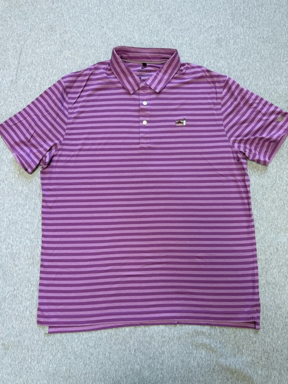 Nike Dri-Fit Striped Golf Polo Shirt Purple Men's Size L Short Sleeve